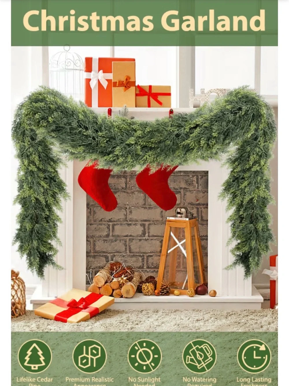 Real Touch Cedar Garland Artificial Realistic new 🆕